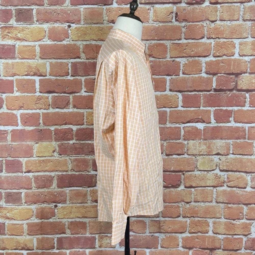 Tommy Bahama Mens Orange Plaid Button Down Long Sleeve Dress Shirt 17.5 36/37 XL